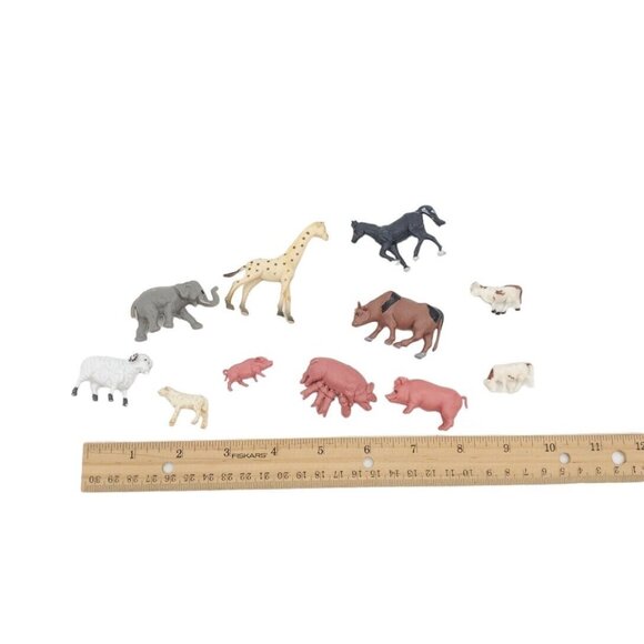 Vintage Lot Of Plastic Farm Animals Pig Cow Horse Giraffe Hong Kong 1950s - Picture 6 of 6